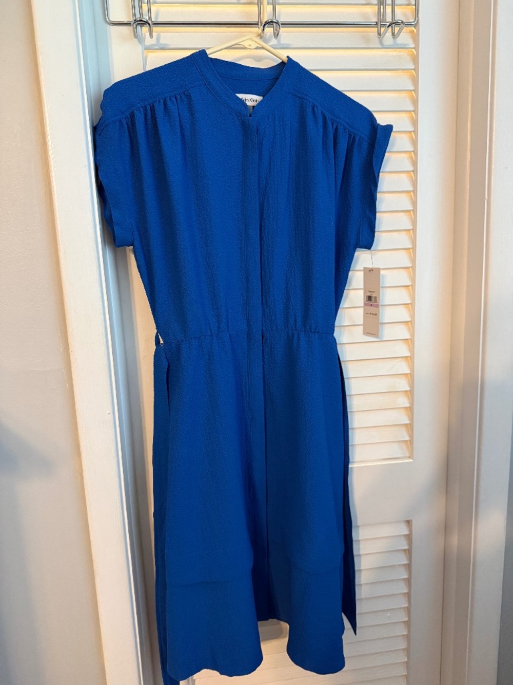Blue Crepe Calvin Klein button up Dress